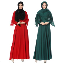 Moda islâmica vestuário abaya rendas bordado abaya vestido poliéster de cor sólida dubai abaya